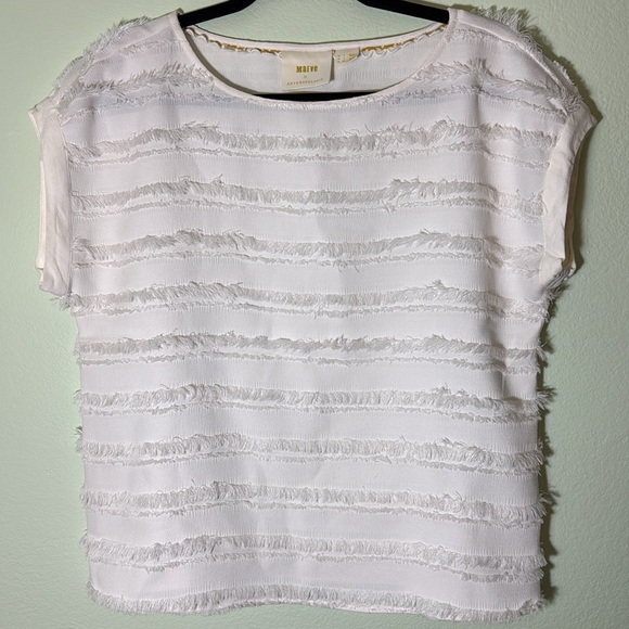 Anthropologie Maeve Barton Fringe Top White 4 - Picture 3 of 6